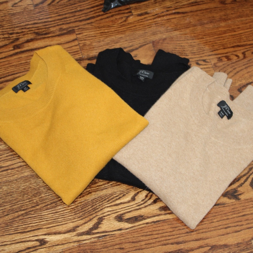 Lot of 3 J Crew Cashmere Crewneck Sweaters XXS/XS